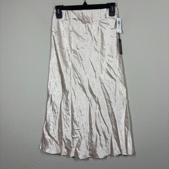 Babaton Aritzia Size 2 Satin Slip Midi A Line Skirt Denude Tan Pink - Picture 3 of 10